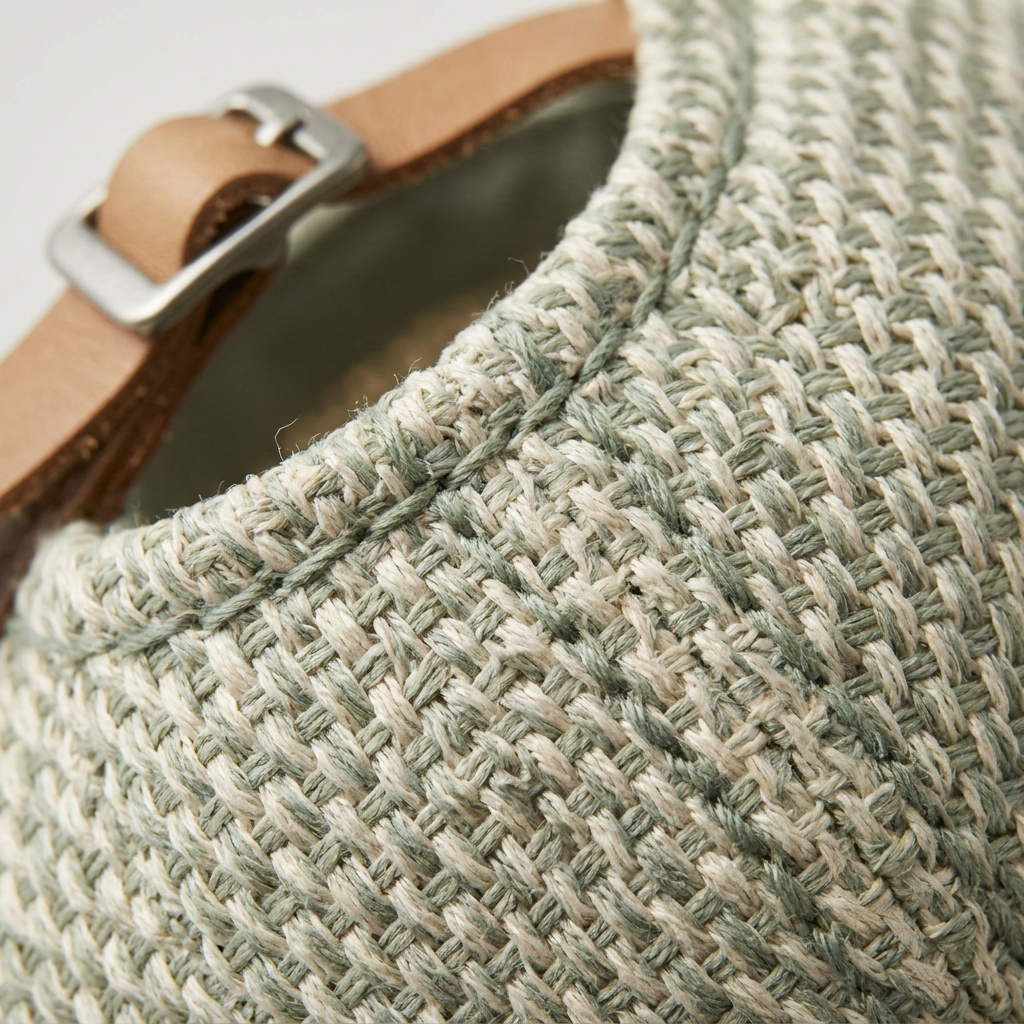 Close-up of soft breathable fabric and adjustable buckle